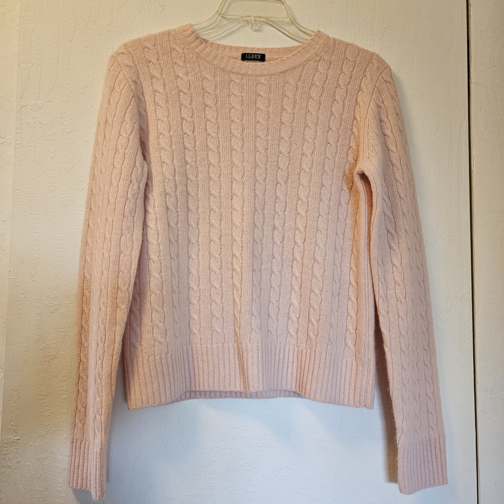 J. Crew Factory Soft Blush Pink Ribbed Crewneck Sweater Sz aprox Xs